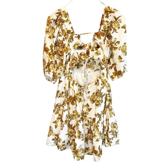 Shona Joy Bella Floral Open Back Linen Blend Mini Dress - size 4 - Picture 5 of 7